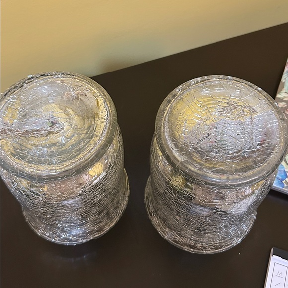 T.J.Maxx Two Silver Crackle Glass Vase or could be used for candle holder! - Picture 3 of 7